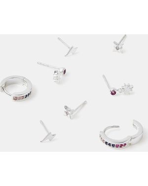 Accessorize 4-Pack Sterling-Plated Celestial Earrings - Natural