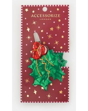 Accessorize Christmas Holly Claw Clip - Red