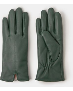 Accessorize Faux Fur Lined Leather Gloves, Size: S M - Green