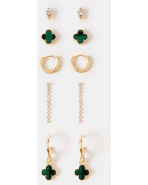 Accessorize 5-Pack Clover Stud & Hoop Earrings - White