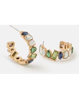 Accessorize Jewel Encrusted Hoop Earrings - Metallic