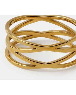Accessorize Stainless Steel Layered Crossover Ring - Metallic