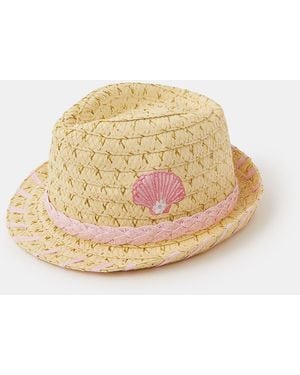 Accessorize Seashell Straw Trilby Hat - Natural