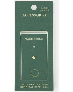Accessorize 3-Pack Platinum-Plated Surgical Steel Nose Studs - Green