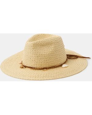 Accessorize Shell Charm Straw Fedora Hat - White