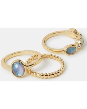 Accessorize 3-Pack Stone Rings - Natural