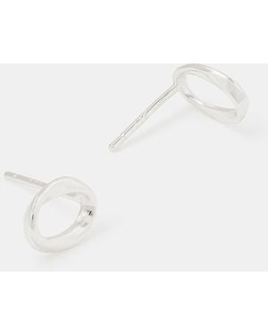 Accessorize Sterling Link Stud Earrings - White