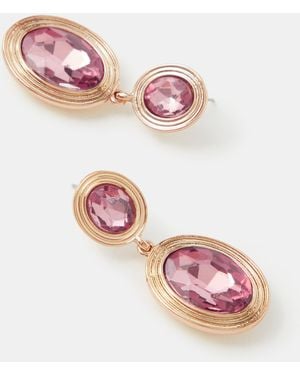 Accessorize Oval Jewel Drop Earrings - Pink