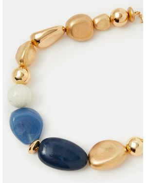 Accessorize Chunky Beaded Collar Necklace - Blue
