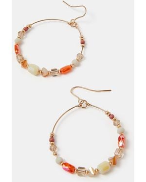 Accessorize Beaded Hoop Mid Drop Earrings - Metallic