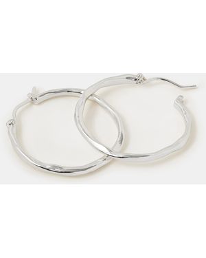 Accessorize Sterling-Plated Molten Hoop Earrings - Natural