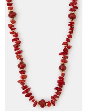Accessorize Glass Beaded Necklace - Red