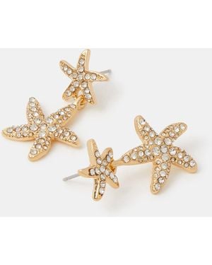 Accessorize Mini Starfish Drop Earrings - White