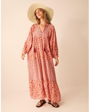Accessorize Cotton Floral Mix Maxi Dress - Red