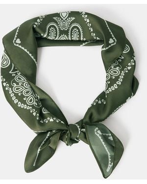 Accessorize Square Satin Bandana Scarf - Green