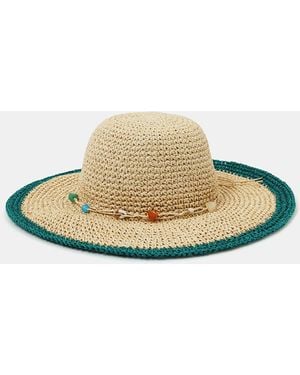 Accessorize Shell Beaded Floppy Hat - White
