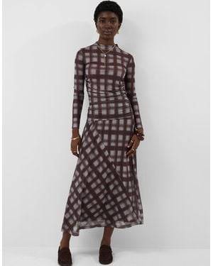 Accessorize Check Print Mesh Long Sleeve Top - Multicolour