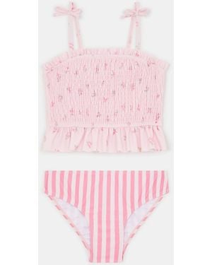 Accessorize Floral Stripe Tankini Set - Pink