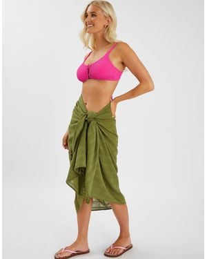 Accessorize Check Tassel Sarong - Green