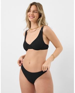Accessorize Seersucker Underwire Bikini Top - Black