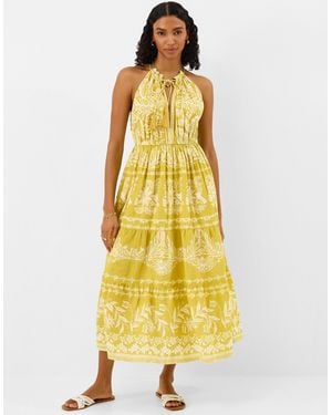 Accessorize Floral Halter Neck Midi Dress - Yellow