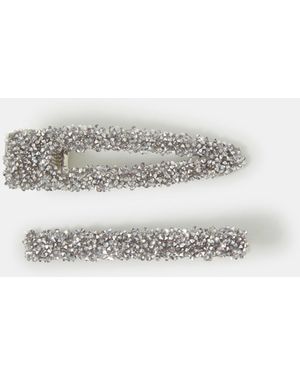 Accessorize 2-Pack Encrusted Hair Clips - White