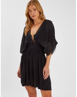 Accessorize Crochet Trim Kaftan - Black