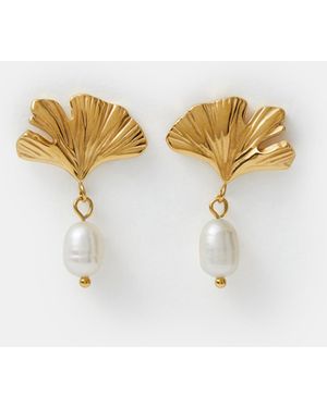 Accessorize Stainless Steel Pearl Drop Earrings - Metallic