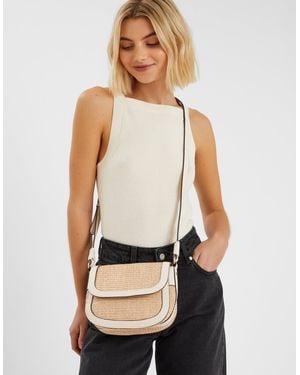 Accessorize Woven Satchel Cross-Body Bag - Natural