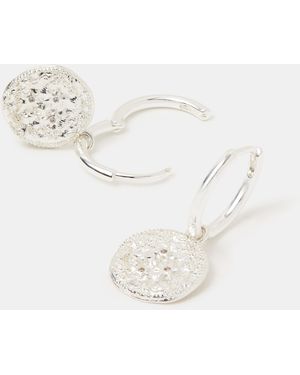 Accessorize Sterling-Plated Celestial Coin Charm Hoop Earrings - Red