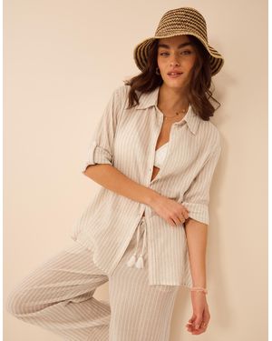 Accessorize Shimmer Stripe Cotton Shirt, & Cream - Natural