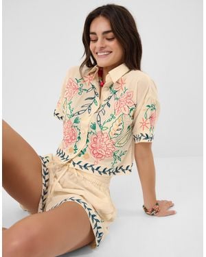 Accessorize Floral Embroidered Shirt - Natural