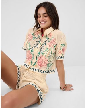 Accessorize Floral Embroidered Shirt - Natural