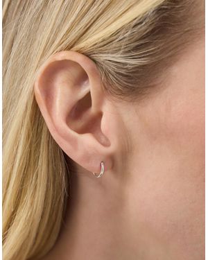 Accessorize Sterling Simple Huggie Hoops - Black