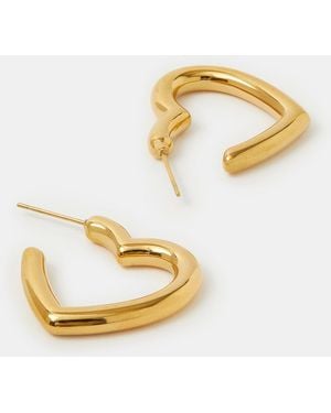 Accessorize Stainless Steel Heart Hoop Earrings - Metallic