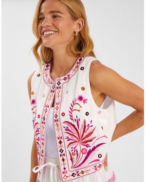 Accessorize Mirror & Palm Embroidered Waistcoat - Pink