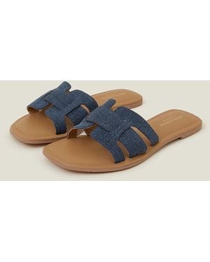 Accessorize Denim Geometric Cut-Out Slide Sandals - Blue