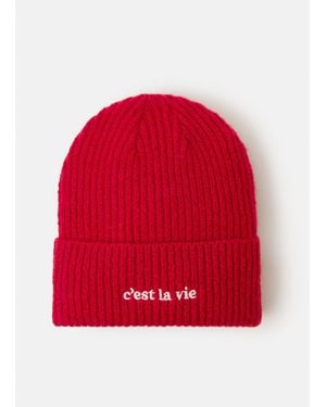 Accessorize C'Est La Vie Beanie Hat - Red