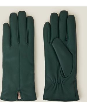 Accessorize Faux Fur Lined Leather Gloves, Size: S M - Green