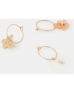 Accessorize 3-Pack Charm Hoop Earrings - Natural