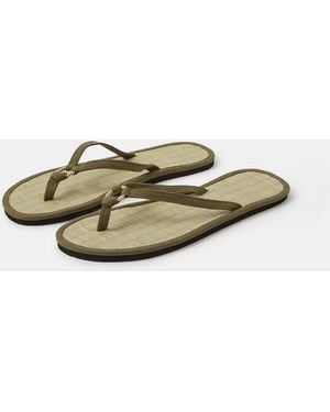Accessorize Ring Detail Seagrass Flip Flops - Green