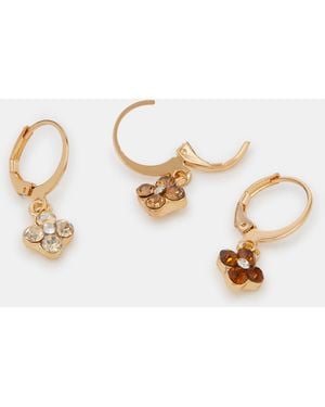 Accessorize 3-Pack Jewel Clover Charm Hoop Earrings - Metallic
