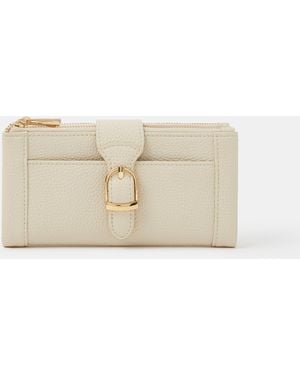 Accessorize Buckle Faux Leather Purse - Natural