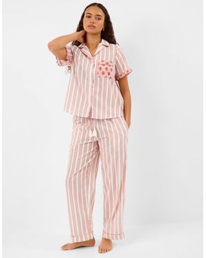 Accessorize Floral Stripe Long Pyjamas Set - Pink