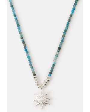Accessorize Sterling-Plated Bead Sun Pendant Necklace - Metallic