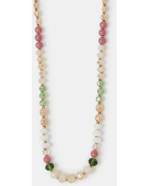 Accessorize Long Beaded Rope Necklace - White