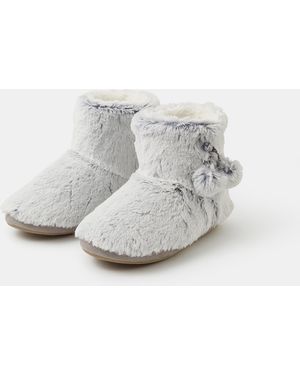 Accessorize Super Soft Pom Pom Slipper Boots - White