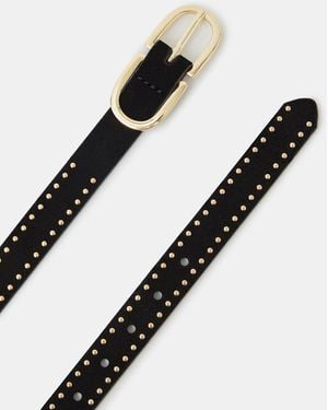Accessorize Suede Studded Skinny Belt - Natural