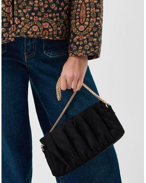Accessorize Ruched Faux Suede Clutch Bag - Blue
