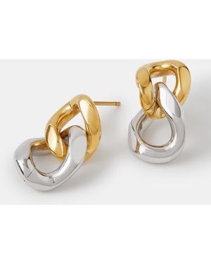 Accessorize Stainless Steel Mixed Metal Chain Drop Earrings - Metallic